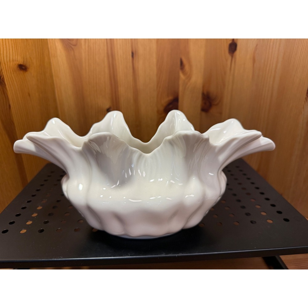 Lenox USA Porcelain Flower Centerpiece Bowl Vase Removable Frog 10.5" Vintage